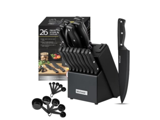 McCook MC701 26-Piece Kitchen Knife Block Set