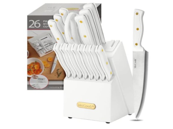 McCook MC703 26-Piece White Kitchen Knife Set
